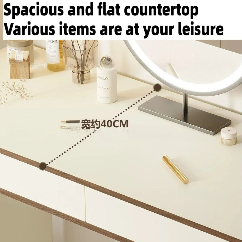 Makeup Vanity Dressing Table Toiletries Hotel Bedroom Headdresses Vanity Desk Girl Woman With Light Mirror Stool Home Furniture