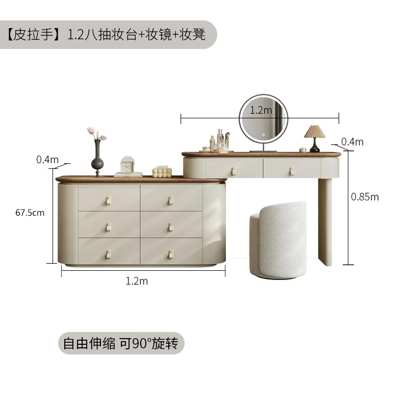 Light Mirror Dressing Table Luxury Makeup Italian Style Vanity Table Design Glamour Coiffeuse De Chambre Bedroom Furniture