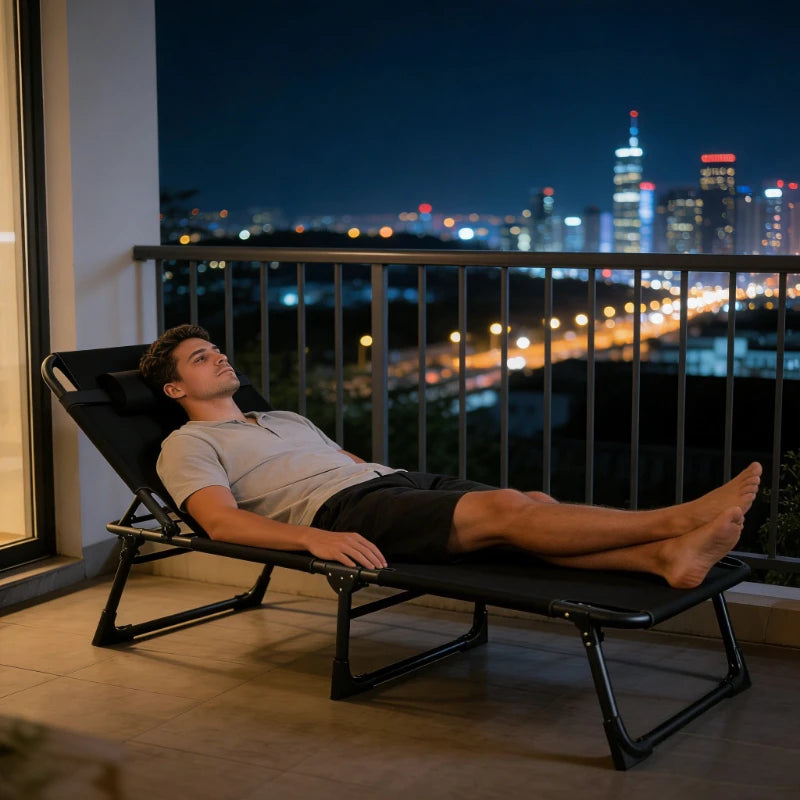 Foldable Single Bed - Multi-Functional Recliner for Home, Office Nap, Camping & Outdoor Use, Portable Space-Saving Design
