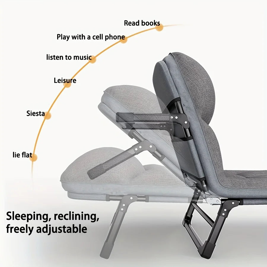 Heavy-Duty Adjustable Portable Folding Bed, Pillow & Blanket - 550 lbs Weight Capacity, Foldable Single Bed Frame