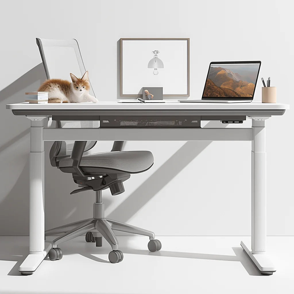 Home Gaming Height Adjustable Electric Standing Desk Frame Office Furniture Extendable Work Lifting White Desk