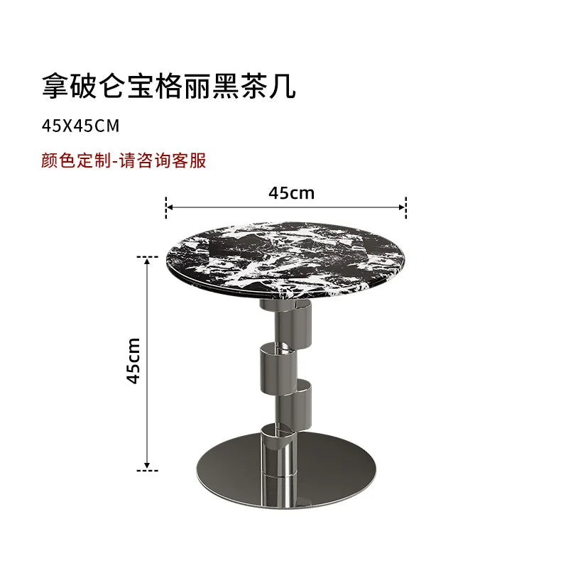 Medieval-Style Napoleon Marble Coffee Table, Designer Model for Home Use, Stainless Steel Corner Table for Living Room, Light Luxury Side Table for Bedroom