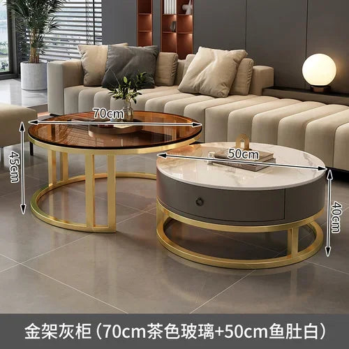 Storage Metal Coffee Table Set Living Room Luxury Modern Coffee Tables Round Minimalist Space Saving Kaffee Tische Decoration