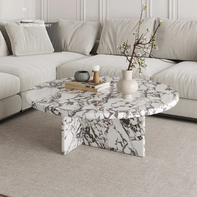 Customizable Natural Carrara Marble Coffee Table Modern Living Room Center Furniture Metal Frame Heavy Duty Durable Stone Sofa S