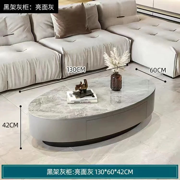 Modern Marble Top Coffee Table With Storage Design Nordic Oval Coffee Table Organizer Drawer Living Room Table Basse Furniture