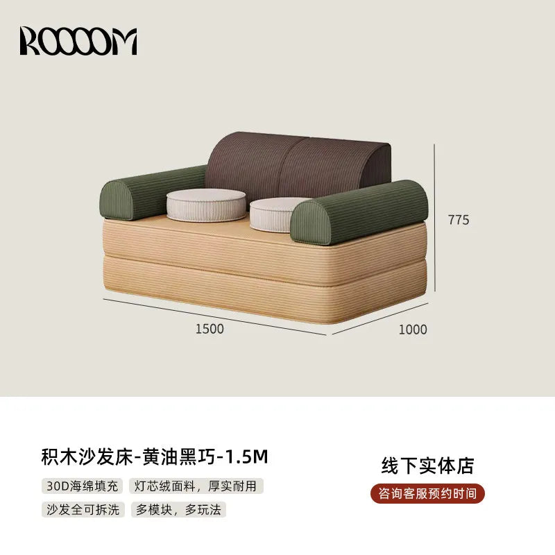 Modular Sectional Sofa Bed Compressed Convertible Foldable Multifunctional Living Room Bedroom Removable Washable Home Furniture