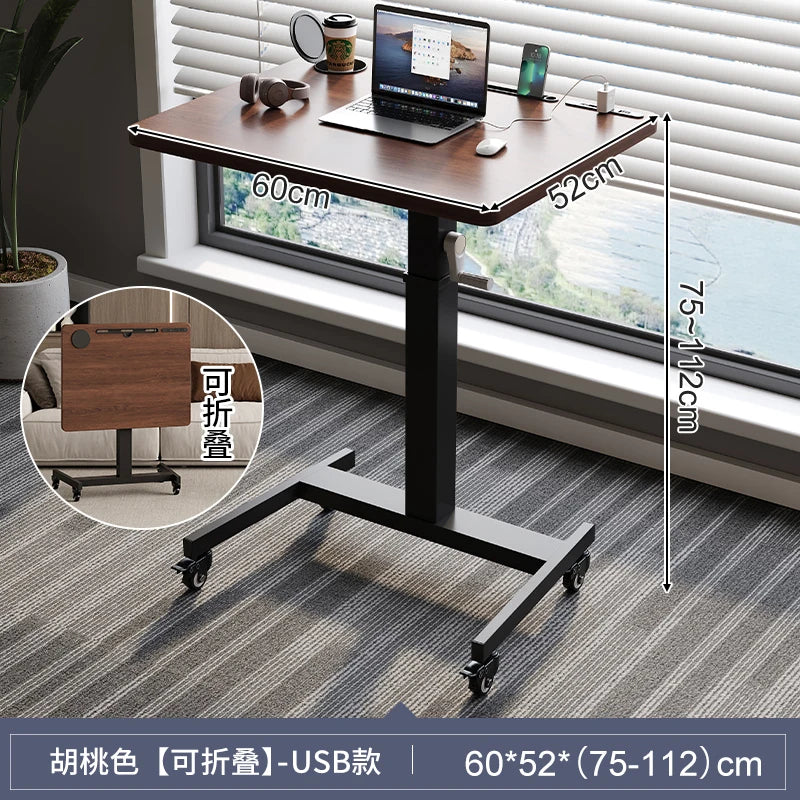 Adjustable Height Computer Desk Movable Small Writing Desk for Home Study Office Use Standing Workstation for Home