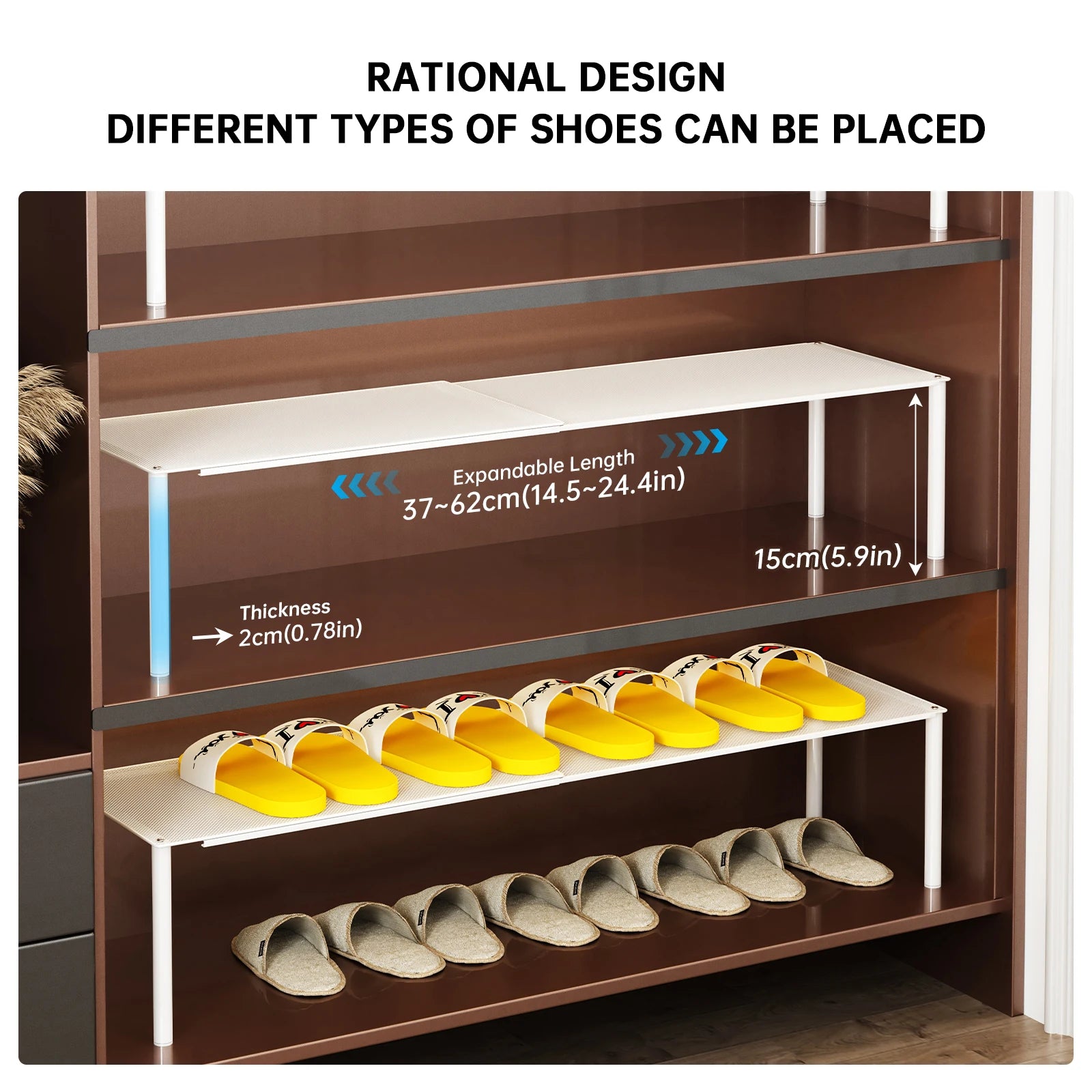 Shoe Cabinet Storage Organizer, Space-Saving Shoe Rack, Shoe Holder, Adjustable and Extendable Double-Layer Shoe Divider Inside the Cabinet