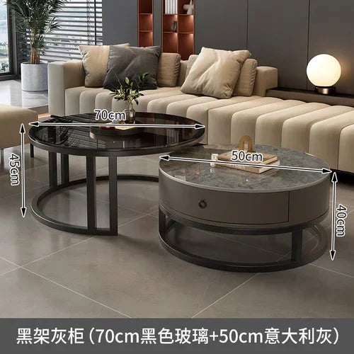 Storage Metal Coffee Table Set Living Room Luxury Modern Coffee Tables Round Minimalist Space Saving Kaffee Tische Decoration