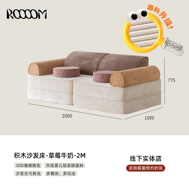 Modular Sectional Sofa Bed Compressed Convertible Foldable Multifunctional Living Room Bedroom Removable Washable Home Furniture
