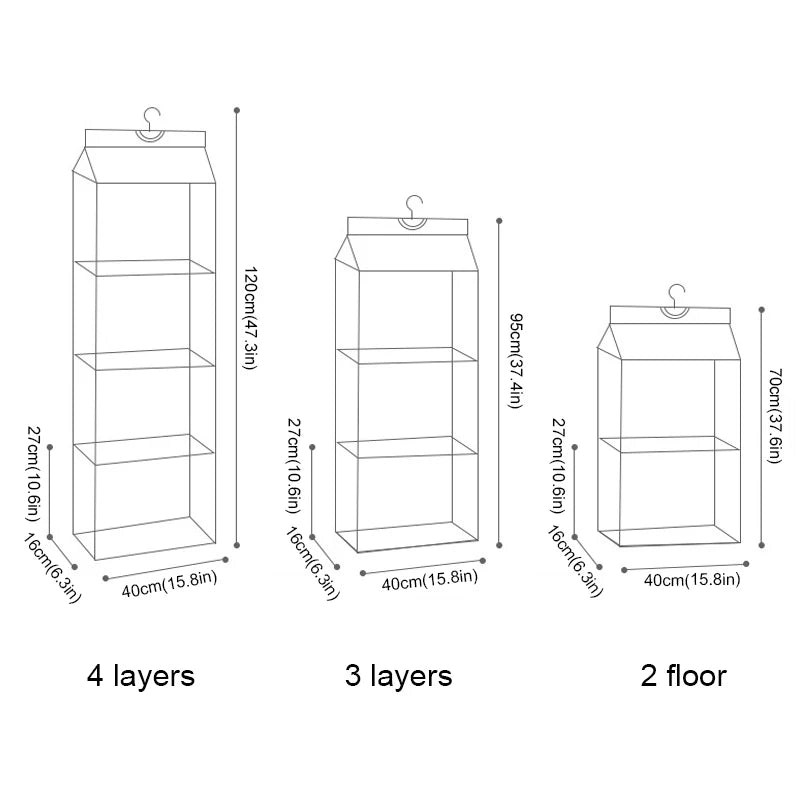 Wardrobe Closet Transparent Storage Bag Hanging Handbag Organizer  Bedroom Closet Storage Bag Dust Bag