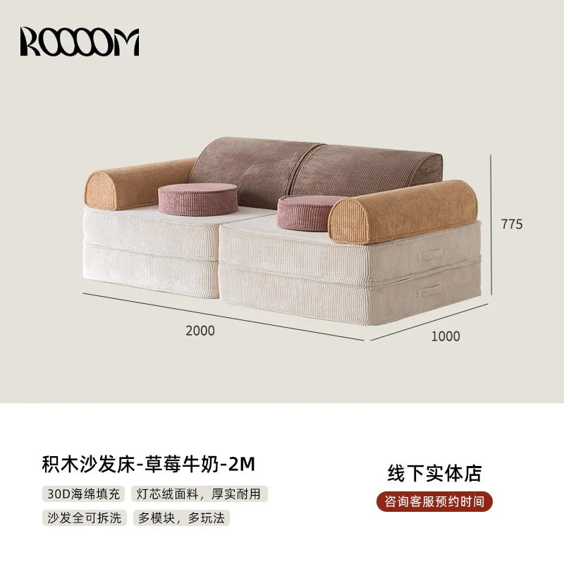 Modular Sectional Sofa Bed Compressed Convertible Foldable Multifunctional Living Room Bedroom Removable Washable Home Furniture