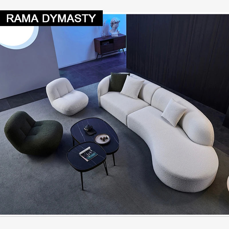 curved sofa modern minimalist living room large apartment concubine light luxuryinsWind shaped corner fabric sofa