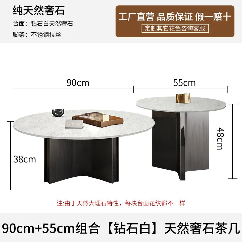 Marble Coffee Table Round Designer Mid-century Modern Nordic Auxiliary Balck Side Table Lounge Interior Furniture Living Room