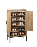 Shoe Cabinet with Rattan Doors, 5-Tier Shoe Storage Cabinet with Open Shelves,Wooden Shoes Rack Organizer