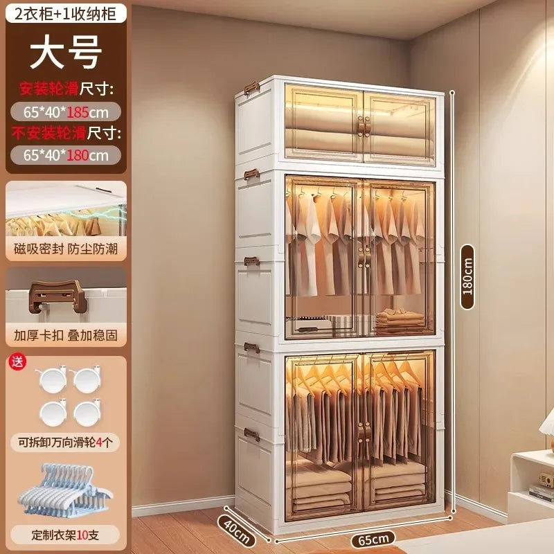 Door Wardrobe Storage Bedroom Organizer Partitions Space Saving Household Simple Closet Clothes Box Vestidores Trendy Furniture