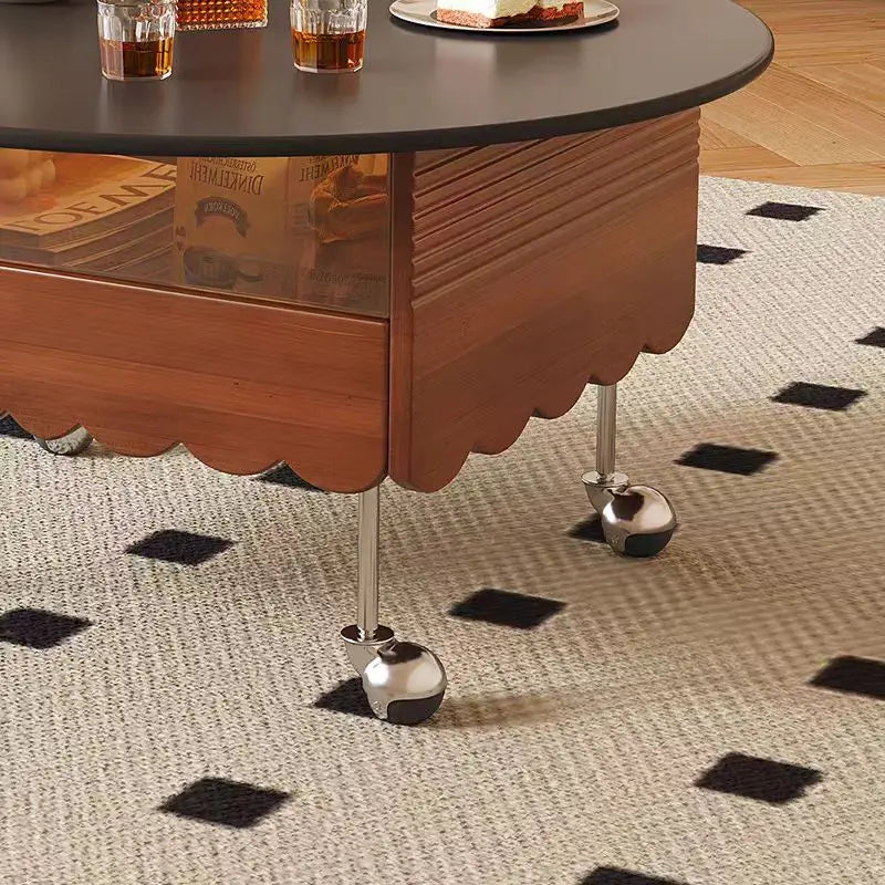 Home Apartment Round Coffee Table Marble Stone Wooden Storage Modern Creative Design Living Room Furniture Lift Top Coffee Table