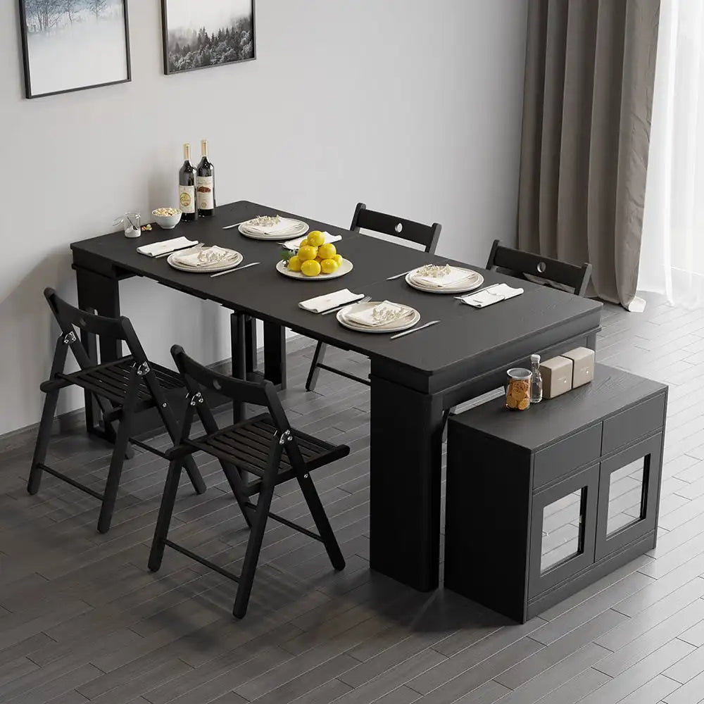 Modern Extendable Dining Table Rectangle Sideboard With Storage
