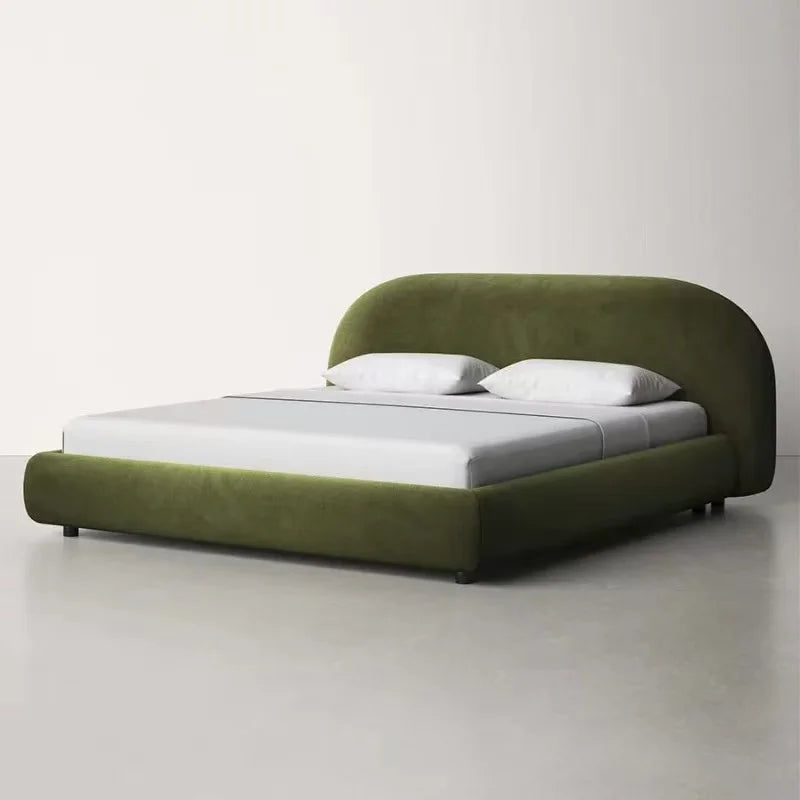 Modern Velvet Cotton Upholstered Bed With Storage Wood Frame Bedroom Furniture Soft Style Bedroom Set