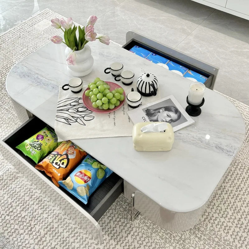 Italian Coffee Table Drawer Storage Living Room Side Table Lounge Center Table Bedroom Mid-century Home Interior Furniture