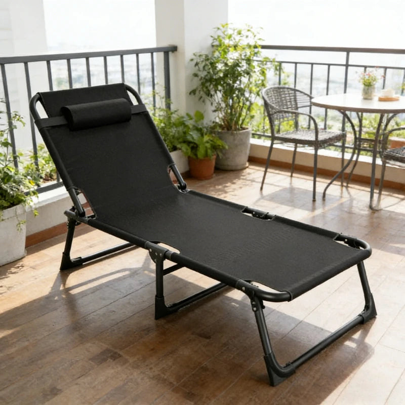 Foldable Single Bed - Multi-Functional Recliner for Home, Office Nap, Camping & Outdoor Use, Portable Space-Saving Design
