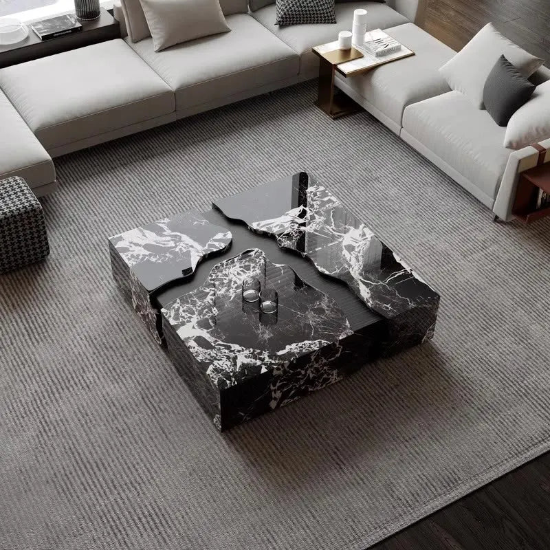 2025 Square Marble Coffee Table, Italian Minimalist Viral Design for Spacious Living Room, Heat & Scratch Resistant, Customize