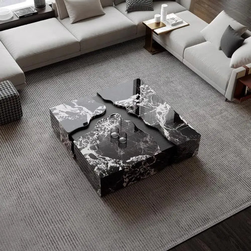 2025 Square Marble Coffee Table, Italian Minimalist Viral Design for Spacious Living Room, Heat & Scratch Resistant, Customize