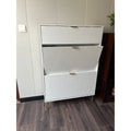 Shoe Cabinet Storage for Entryway Slim White Hidden Tipping Bucket Shoe Organizer Cabinet Wooden Narrow Shoe Rack for Hallway