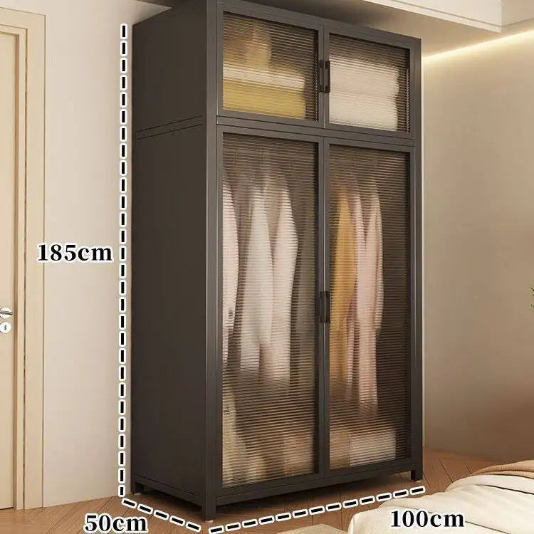 Simple Japanese-style clothes closet bedroom complete set Household simple wardrobe steel frame Open closet para ropa Furniture
