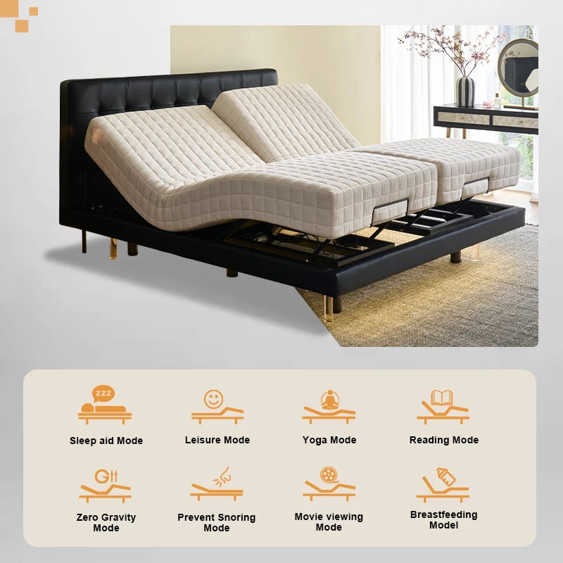 Smart Electric Adjustable Metal Bed Frame Single Or Double Extra Large With Sliding Rail Modern Design Bedroom Furniture