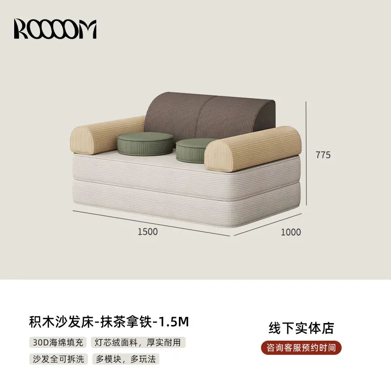 Modular Sectional Sofa Bed Compressed Convertible Foldable Multifunctional Living Room Bedroom Removable Washable Home Furniture