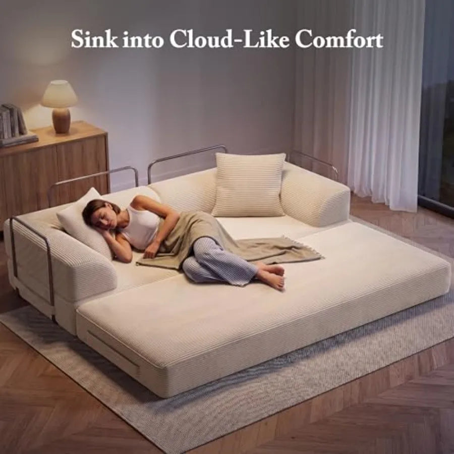 Cloud Boneless Convertible Floor Sofa Bed, 70" 5-in-1 Foldable Compressed Lounge 2 Seater es, High-Density Sponge and Corduroy