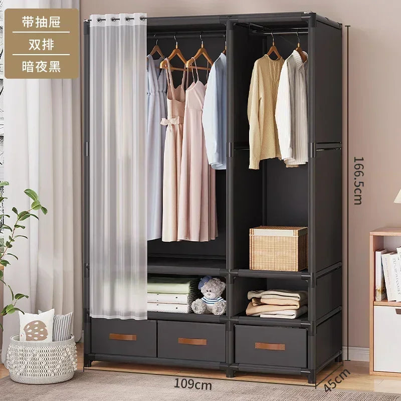 Large Capacity Portable Wardrobe Closet Durable Sturdy Assembly Clothes Organizer Bedroom Dustproof Storage Solution
