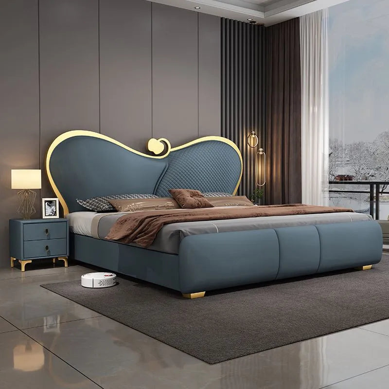 SAT. Light Luxury Creative Modern Simple Double Bed Soft Bed Bedroom King Bed Frame and Queen High-end Bedroom Furniture Set
