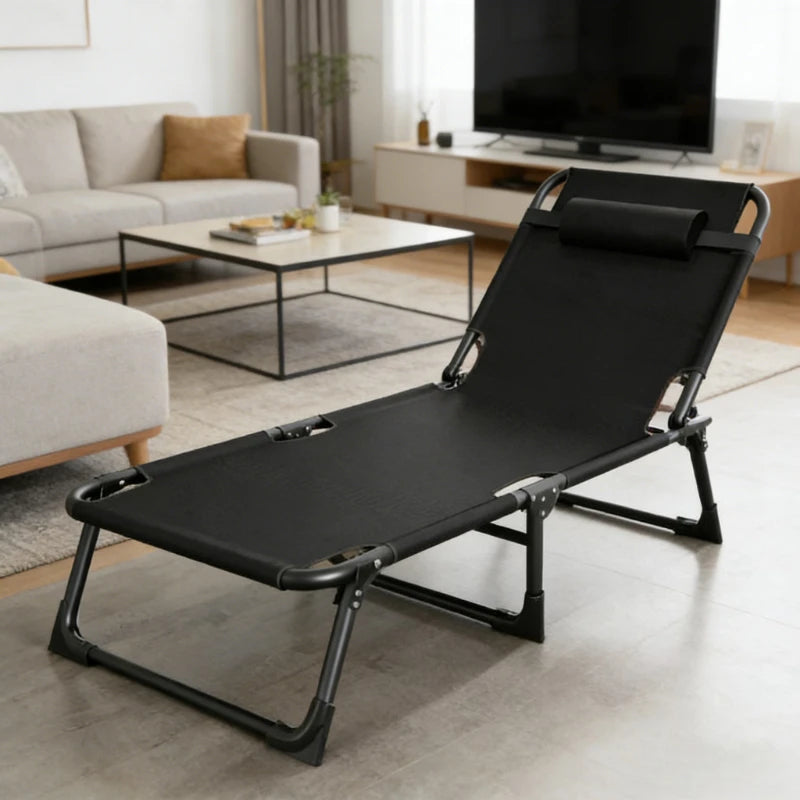 Foldable Single Bed - Multi-Functional Recliner for Home, Office Nap, Camping & Outdoor Use, Portable Space-Saving Design
