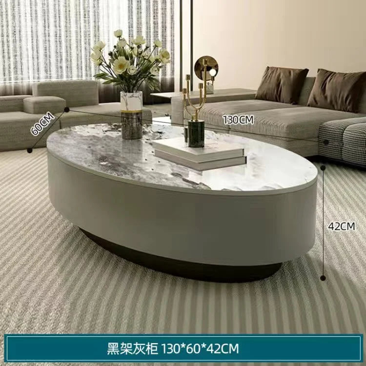Modern Marble Top Coffee Table With Storage Design Nordic Oval Coffee Table Organizer Drawer Living Room Table Basse Furniture