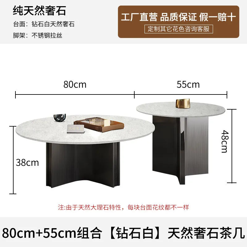 Marble Coffee Table Round Designer Mid-century Modern Nordic Auxiliary Balck Side Table Lounge Interior Furniture Living Room