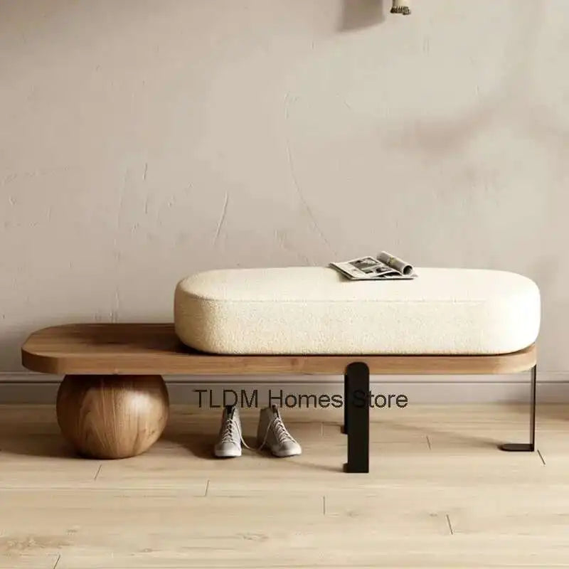 Modern Creative Ottomans Solid Wood Bench Living Room Furniture Home Door Shoe Change Stool Entrance Bedroom Bedside Pouf Stools