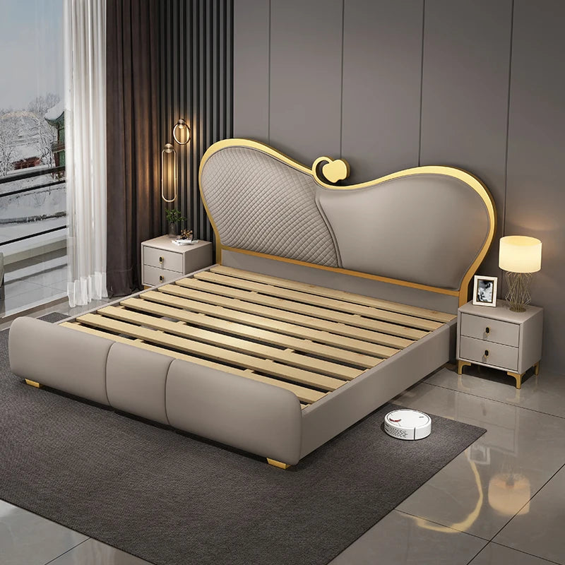 SAT. Light Luxury Creative Modern Simple Double Bed Soft Bed Bedroom King Bed Frame and Queen High-end Bedroom Furniture Set