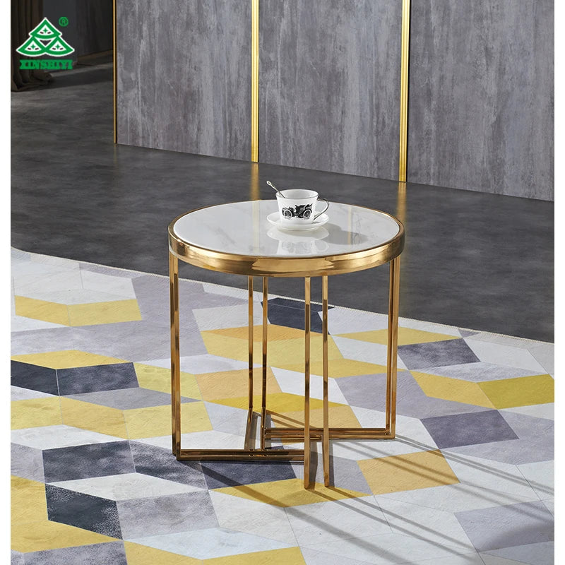 Coffee Table Marble Top Luxury Furniture Coffee Table S.Steel Metal Leg Coffee Table