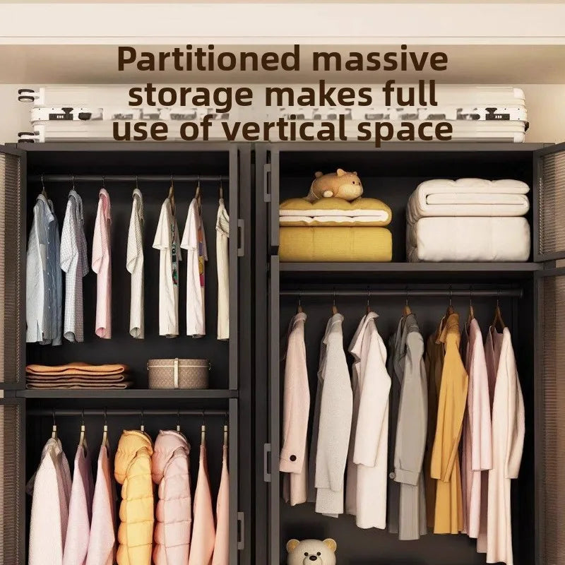 Simple Japanese-style clothes closet bedroom complete set Household simple wardrobe steel frame Open closet para ropa Furniture