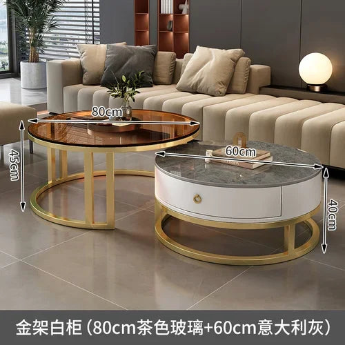 Storage Metal Coffee Table Set Living Room Luxury Modern Coffee Tables Round Minimalist Space Saving Kaffee Tische Decoration