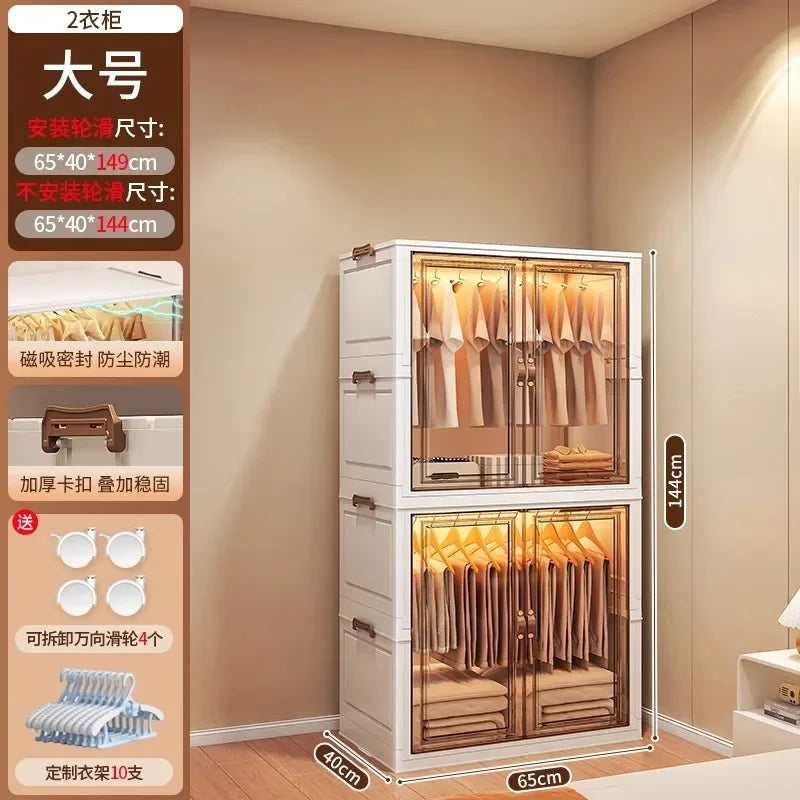 Door Wardrobe Storage Bedroom Organizer Partitions Space Saving Household Simple Closet Clothes Box Vestidores Trendy Furniture
