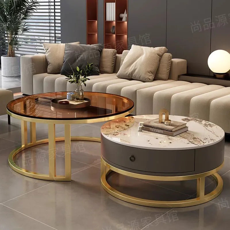 Storage Metal Coffee Table Set Living Room Luxury Modern Coffee Tables Round Minimalist Space Saving Kaffee Tische Decoration