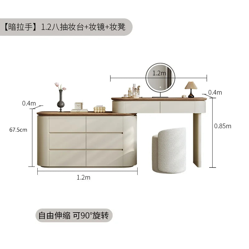 Light Mirror Dressing Table Luxury Makeup Italian Style Vanity Table Design Glamour Coiffeuse De Chambre Bedroom Furniture