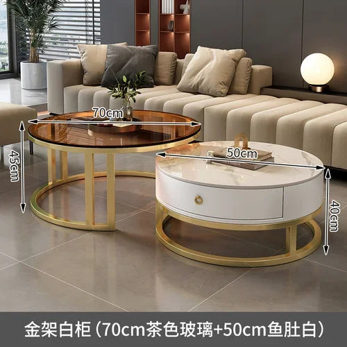 Storage Metal Coffee Table Set Living Room Luxury Modern Coffee Tables Round Minimalist Space Saving Kaffee Tische Decoration