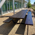 Table Benches Set Garden Dining Set Restaurant Outside Furniture Patio Park Picnic Table Bench Wood and Steel Factory Outdoor