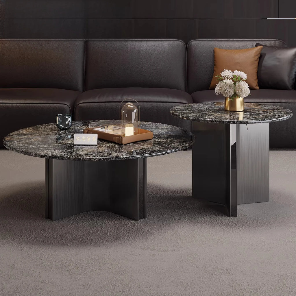 Marble Coffee Table Round Designer Mid-century Modern Nordic Auxiliary Balck Side Table Lounge Interior Furniture Living Room