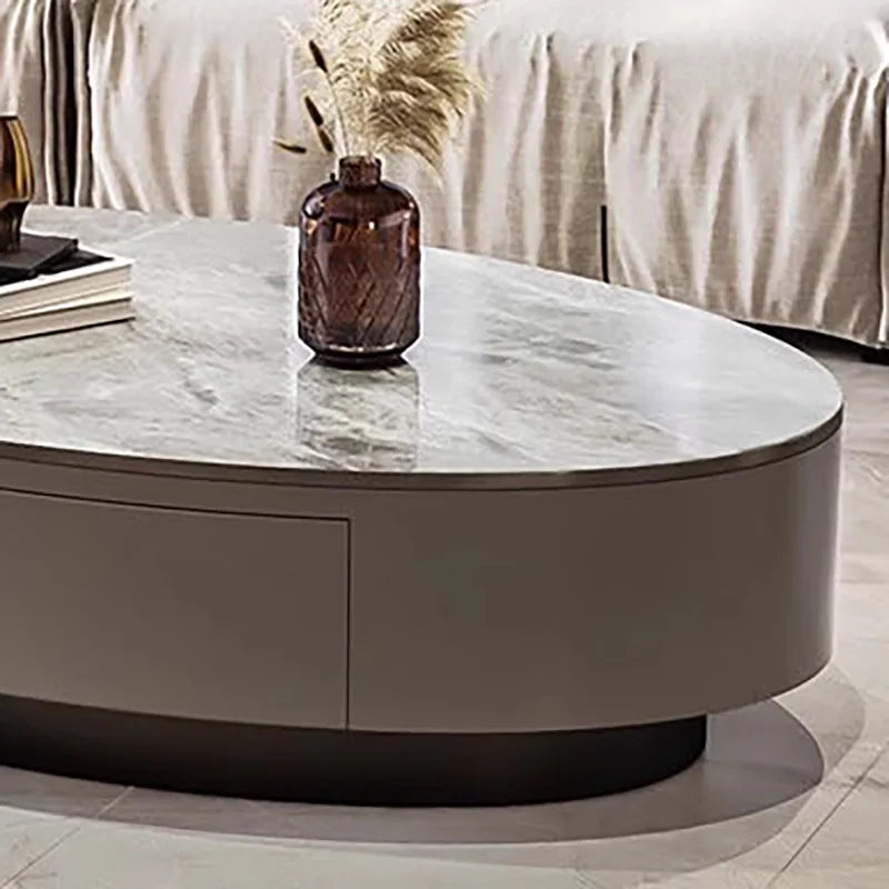 Modern Marble Top Coffee Table With Storage Design Nordic Oval Coffee Table Organizer Drawer Living Room Table Basse Furniture