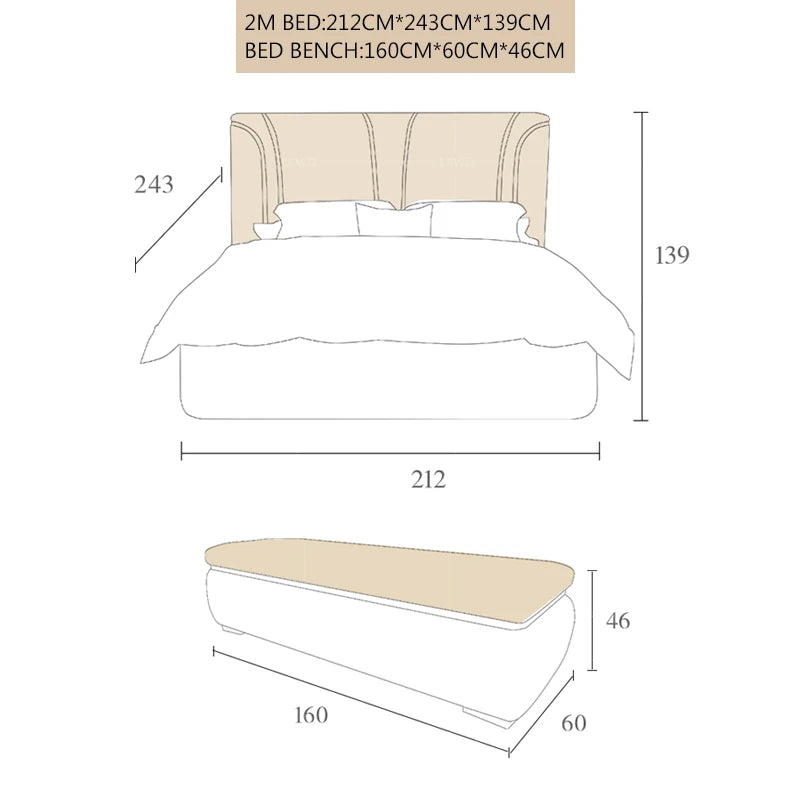 Modern Upholstered Cal King Bed Platform Bed Frame with Wingback Headboard Can be Customzied
